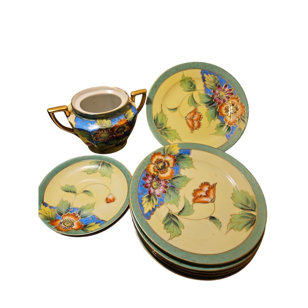 Moriyama Mori-Machi Handpainted 1920's Japanese set tea set
